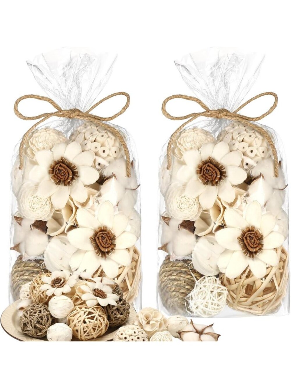 Elegant White Potpourri Balls - 2 Pcs Decorative Bowl Filler for Home Decor